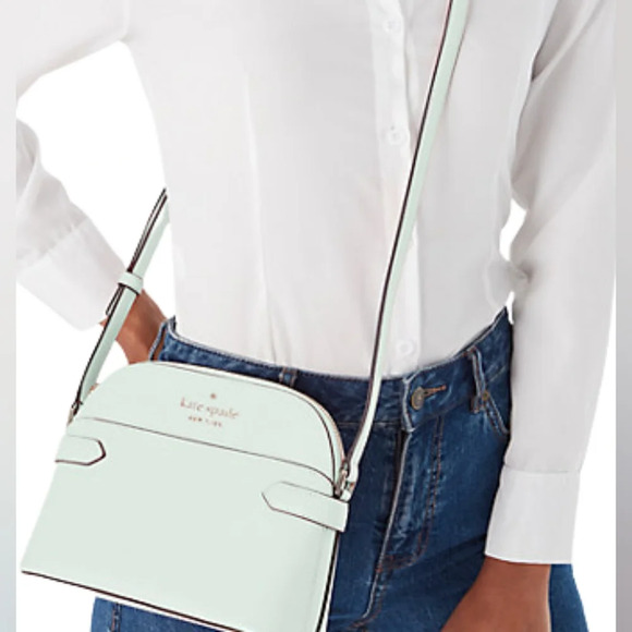 Kate Spade Staci Dome Crossbody Crystal Blue Mint Gold Hardware NWT - Picture 9 of 9